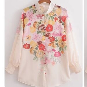 Hausen Rose Mock Collar Button Down